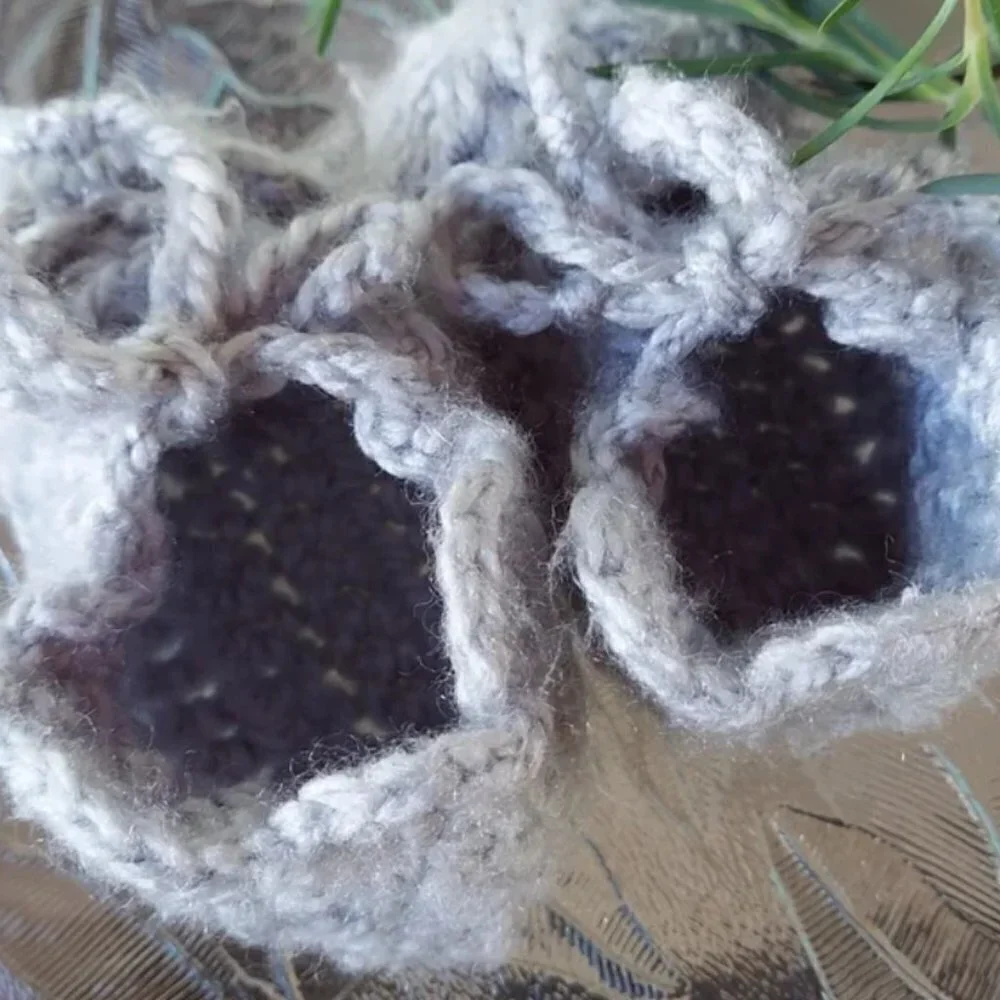 Handmade baby booties.